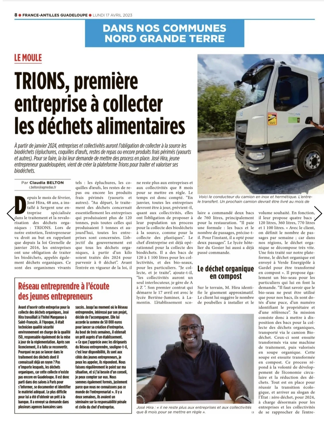 France-Antilles met en lumière la solution de collecte des biodéchets de TRIONS